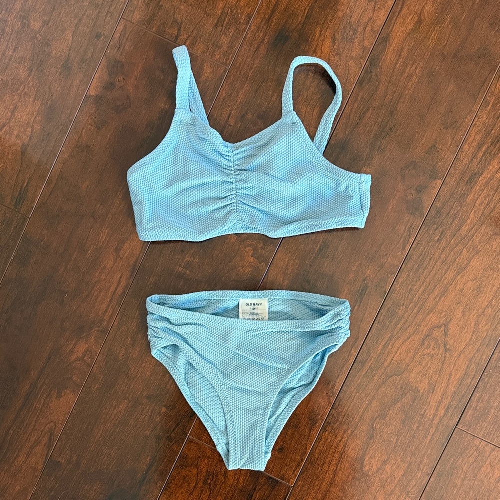 Old Navy Pale Blue Textured Bikini Set